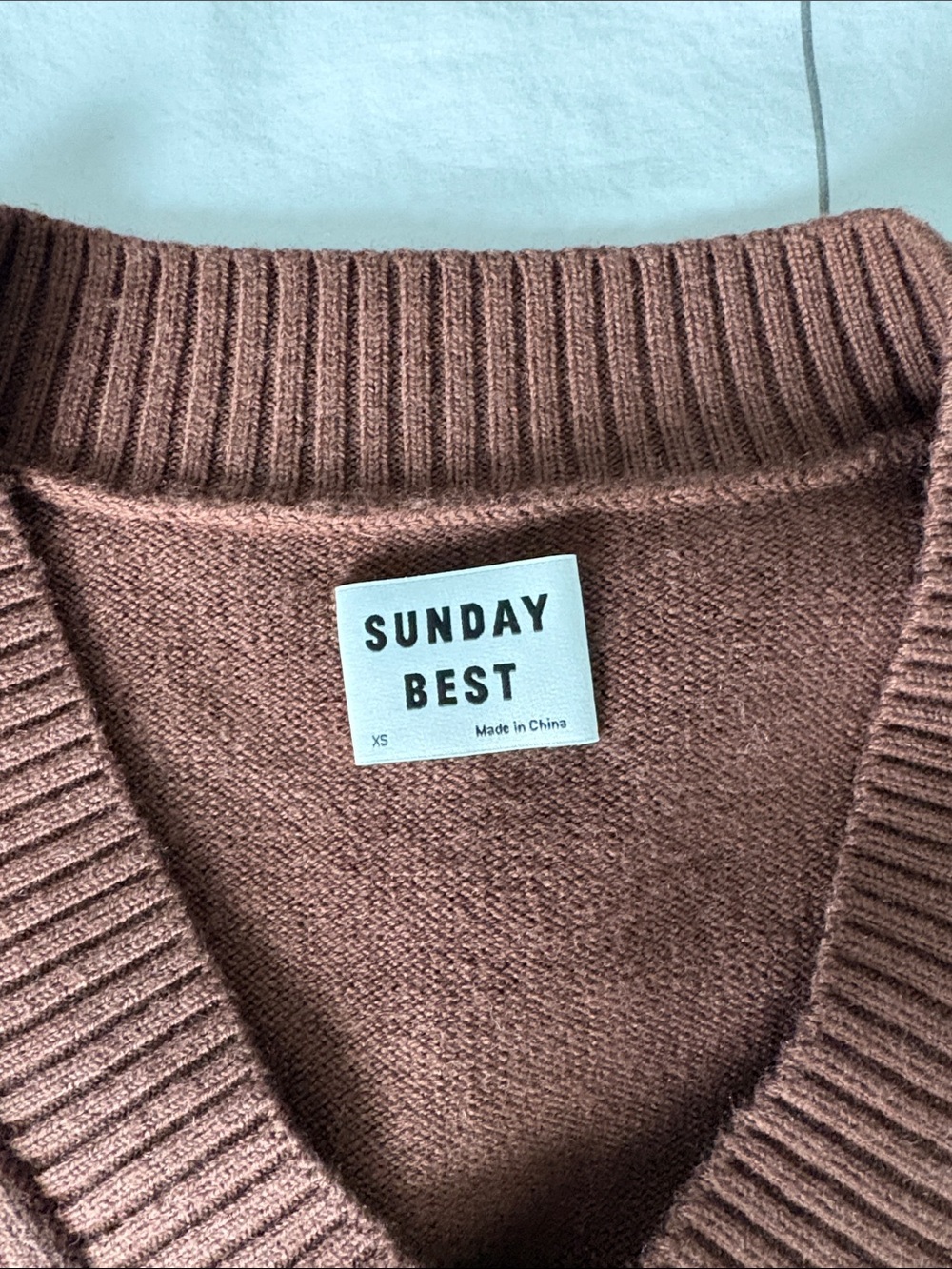 Aritzia Sunday Best Chocolate Brown V-Neck Knit Sweater Vest - Picture 2 of 3